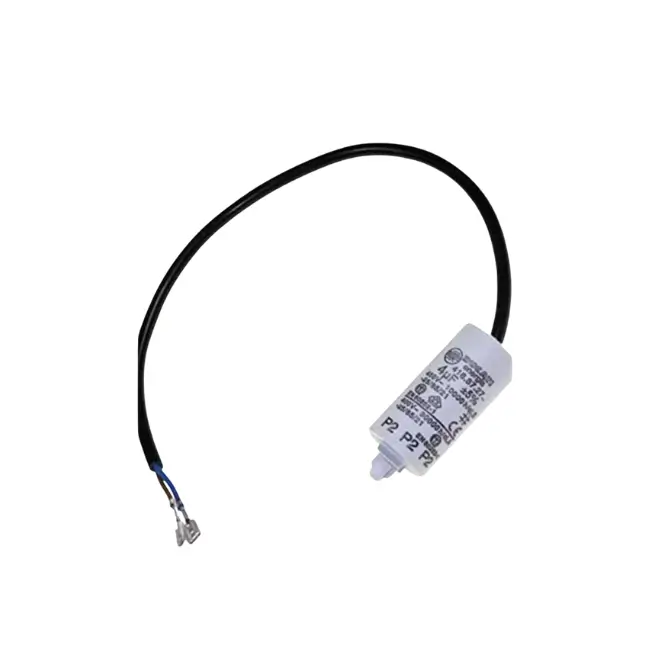 Condensatore 4µF frigo Whirlpool 482000031034, ricambio originale per avviamento del compressore.