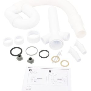 2820 Sifone lavello PP 1   con tubo flessibile e due raccordi per elettrodomestici Beko