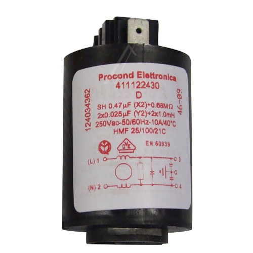 0,47UF(X2)+0,68MOHM 1240343622 Filtro antidisturbo 10A PROCON Aeg