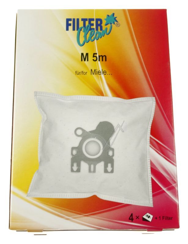 M5/6/8M FL0014-K Sacchetti microfiltro M5M per Miele F/J/M, 4 pz + 1 filtro FL0014K
