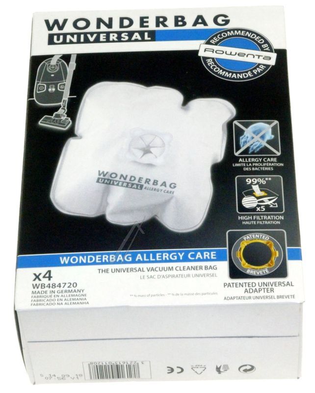 WONDERBAG ALLERGY CARE WB484720 Sacchetti aspirapolvere Wonderbag Endura (x4) Miele