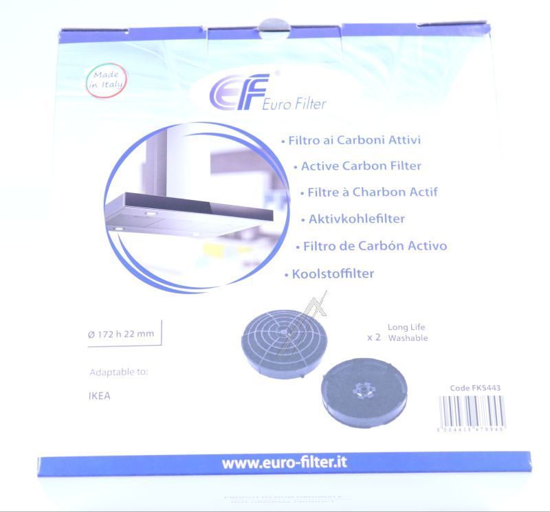 FKS443 Kit filtro a carbone 2 pezzi alternativo per Elica/IKEA CFC0162221