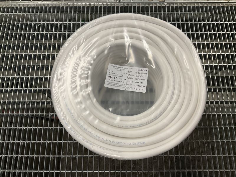 H05VV-F 5G2,5 315.500.02 Cavo di collegamento piano cottura bianco, rotolo 50 m, 5×2,5 mm² Smeg 31550002