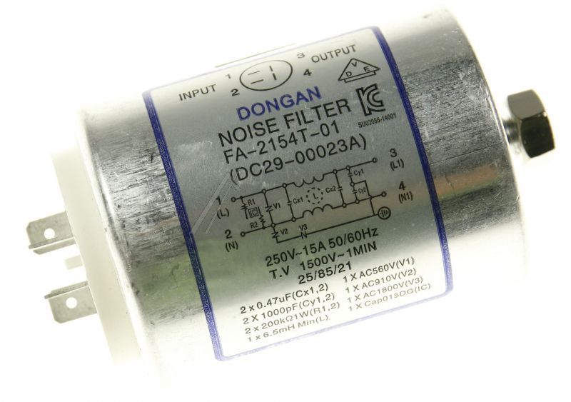 DC29-00023A Filtro EMI 250V 15A 53x53x97 mm 50/60Hz CAN Samsung DC2900023A