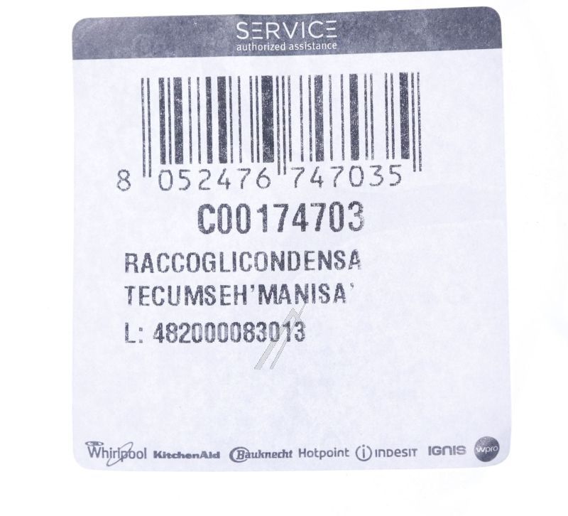 C00174703 482000083013 Vaschetta raccolta condensa Tecumseh  Manisa Indesit